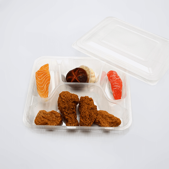 Caixa plástica descartável do alimento dos PP do recipiente afastado clássico da única camada 4 compartimentos